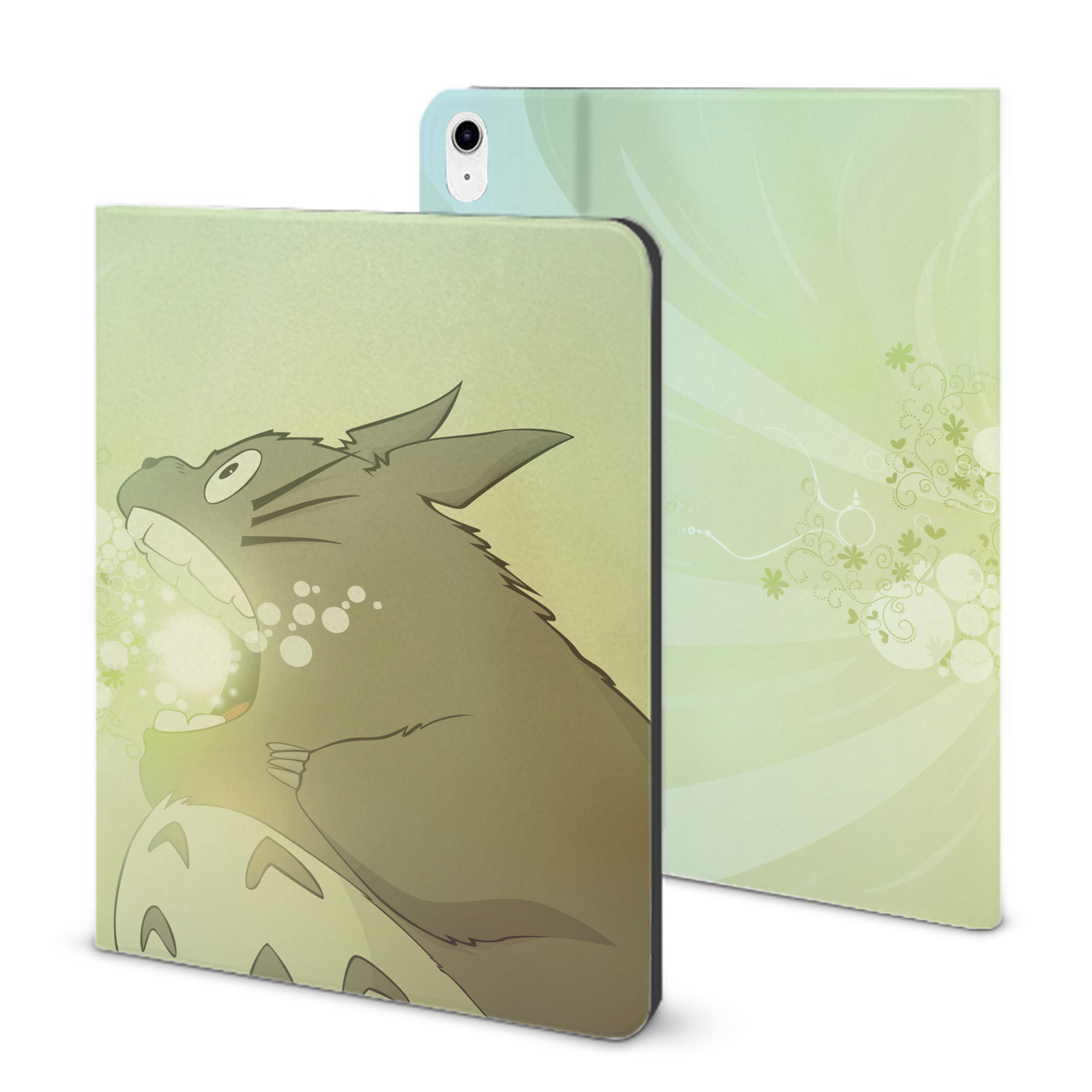 （画像用） となりのトトロ 草壁メイ 草壁サツキ My Neighbor Totoro Satsuki Kusakabe Mei Kusakabe IPad ケース ブック型 PUレザー TPU 耐衝撃 軽量 薄型 ペン収納なし 全面保護 IPad 各モデル対応